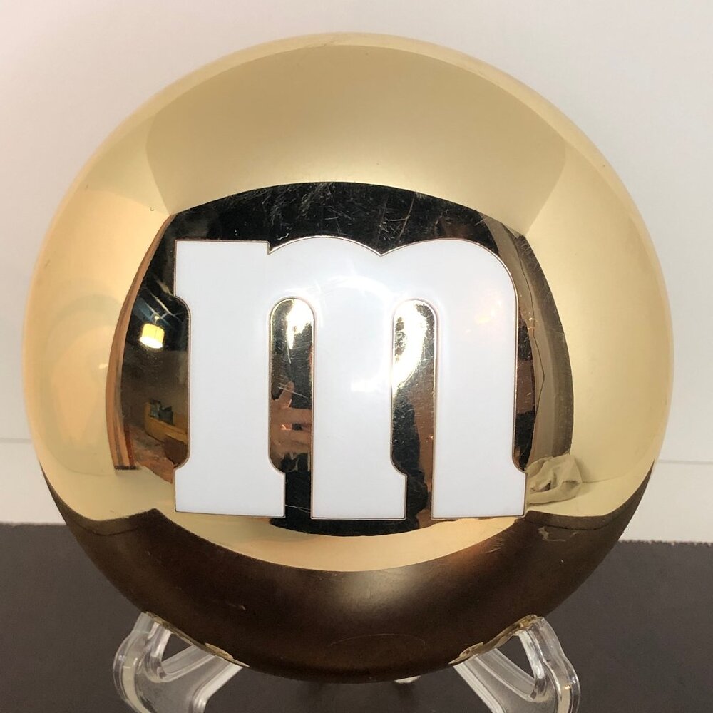 M&M Gold Vintage Candy Container